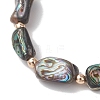 Natural Abalone Shell/Paua Shell Beads Stretch Bracelets for Women Men BJEW-JB13544-3
