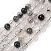 Natural Tourmalinated Quartz/Black Rutilated Quartz Beads Strands G-E558-04-6mm-2