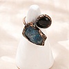 Brass with Mixed Gemstone Cuff Rings RJEW-Z112-01R-3