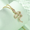 Brass Micro Pave Clear Cubic Zirconia Snake Pendant Necklaces LS-NJEW-S438-02F-G-3