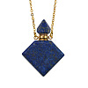Natural Lapis Lazuli Rhombus Perfume Bottle Pendant Necklace BOTT-PW0001-066G-G-1