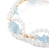 Natural Mixed Stone Chip & Shell Pearl Beaded Bracelet X1-BJEW-TA00029-5