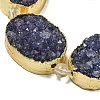 Golden Plated Dyed Oval Natural Drusy Quartz Crystal Beads Strands G-F144-08-4