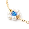 Shell Pearl & Acrylic Beads Flower Link Bracelets BJEW-TA00003-03-4
