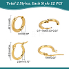 12Pair 2 Style 304 Stainless Steel Huggie Hoop Earrings STAS-UN0032-60-5