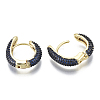 Brass Micro Pave Cubic Zirconia Huggie Hoop Earrings KK-R137-015B-NF-4