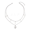 304 Stainless Steel Sea Turtle & Natural Freshwater Shell Star Pendant Double Layer Necklaces for Women NJEW-JN05403-4