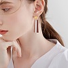 2 Pairs 2 Style Trapezoid & Flat Round Shape Resin & Walnut Wood Dangle Stud Earrings EJEW-SW00014-03-7