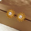 Geometric Stainless Steel Sun Stud Earrings NK4647-2