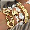Iron & CCB Plastic Beaded Stretch Bracelets & Cuff Bangles Set for Women FS-WGEA17F-04-1