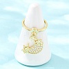 Adjustable Brass Micro Pave Cubic Zirconia Pendant Finger Rings for Women LS-RJEW-A090-01B-G-2