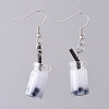 Glass Imitation Bubble Tea Bottle Dangle Earrings EJEW-JE04029-05-1