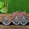 Alloy Enamel & Wood Pendant Necklaces & Dangle Earring Sets WG2B6E1-01-2