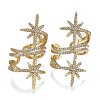 Adjustable Brass Micro Pave Clear Cubic Zirconia Cuff Rings ZIRC-Z002-04G-2