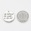 Tibetan Style Alloy Quote Pendants TIBE-Q085-06AS-LF-2