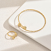 Stainless Steel Round Cuff Bangle & Rings Sets for Women XN0505-3
