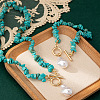 Alloy & Synthetic Turquoise Chips Beaded Necklaces & Beaded Bracelets Sets FS-WG6FE76-01-4