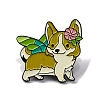 Creative Cartoon Cute Flower Corgi Dog Zinc Alloy Brooches JEWB-U001-01C-1