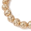 Electroplated Natural Lava Rock Round Beads Stretch Bracelets for Women Men BJEW-JB11982-01-3