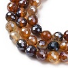 Electroplated Natural Agate Beads Strands G-B191-A07-6mm-13-3