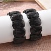 Natural Black Moonstone Beads Rectangle Beaded Stretch Bracelet BJEW-Q012-01A-4