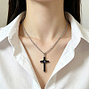 Alloy Acrylic Religion Cross Pendant Necklaces WG5E0A0-01-4