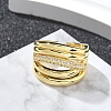 Rack Plating Brass Micro Pave Cubic Zirconia Open Cuff Finger Rings for Women RJEW-M028-81G-3