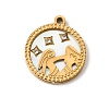 12 Constellations 304 Stainless Steel & Natural Shell & Rhinestone Pendants SA-CBAA9A2-06G-09-1
