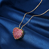 Brass Micro Pave Cubic Zirconia Heart Pendant Necklaces for Women RK4443-2-1