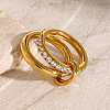 Stainless Steel Micro Pave Clear Cubic Zirconia Stacking Finger Rings FS-WGF4BA8-01-1