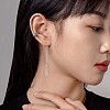 Anti-Tarnish Rhodium Plated 925 Sterling Silver Star with Chain Tassel Dangle Earrings JE1045A-6