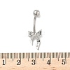 Brass Pave Clear Cubic Zirconia Curved Barbell Bowknot Belly Rings LS-AJEW-L099-01B-P-3