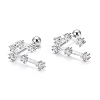 Brass Micro Pave Clear Cubic Zirconia Stud Earrings EJEW-F258-01L-P-1