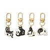 4Pcs 4 Styles Cat Skull Alloy Enamel Pendant Decoration HJEW-JM02805-2