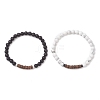 2Pcs Natural & Synthetic Mixed Gemstone Round Beads Stretch Bracelets for Men Women BJEW-JB12513-2
