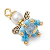 Handmade Nylon Wired Glass Beaded Pendants with Alloy Beads and Glass Pearl Beads PALLOY-MZ00511-3