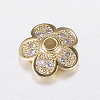 Brass Micro Pave Cubic Zirconia Bead Cap ZIRC-G122-50G-RS-1