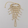 Crystal Rhinestone Chain Tassel Ring Bracelet BJEW-WH0012-06G-1