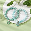 2Pcs 2 Colors 10.5mm Round Opaque Crackle Glass Beaded Stretch Bracelet Sets BJEW-MZ00079-2