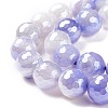 Round Natural Electroplated Blue Agate Beads G-P447-A02-01-3