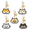 5Pcs Handmade Glass Seed Beaded  Cat Head Shape Pendants Decorations HJEW-MZ00366-2