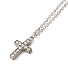 304 Stainless Steel Cross Pendant Necklaces & Bracelets & Stud Earrings Sets for Women SJEW-C004-12P-2