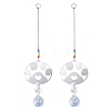 2Pcs 201 Stainless Steel Paw Print Shape & Rainbow Crystal Glass Hanging Suncatcher HJEW-TA00447-3
