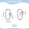 6Pcs 304 Stainless Steel Screw Carabiner Lock Charms STAS-UN0060-18-3