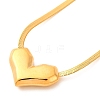 Ion Plating(IP) 304 Stainless Steel Heart Pendant Flat Snake Chain Necklaces for Women NJEW-G142-06G-2