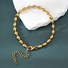 Ion Plating(IP) 304 Stainless Steel Oval Ball Chain Bracelets for Women X-BJEW-C046-01G-1