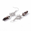 Natural Rhodonite Bullet with Sun Dangle Earrings EJEW-I276-01P-02-4