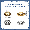 240Pcs 2 Colors Alloy Bead Caps TIBE-LP0001-19-2