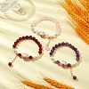 3Pcs Natural Amethyst & Carnelian & Dyed Malaysia Beaded Stretch Bracelets BJEW-JB11273-1