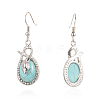 Oval Synthetic Turquoise Dangle Earrings EJEW-L170-02P-2